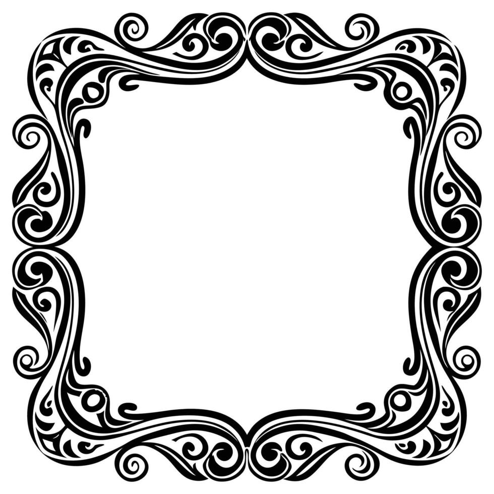 designs a black and white square frame with swirls vector