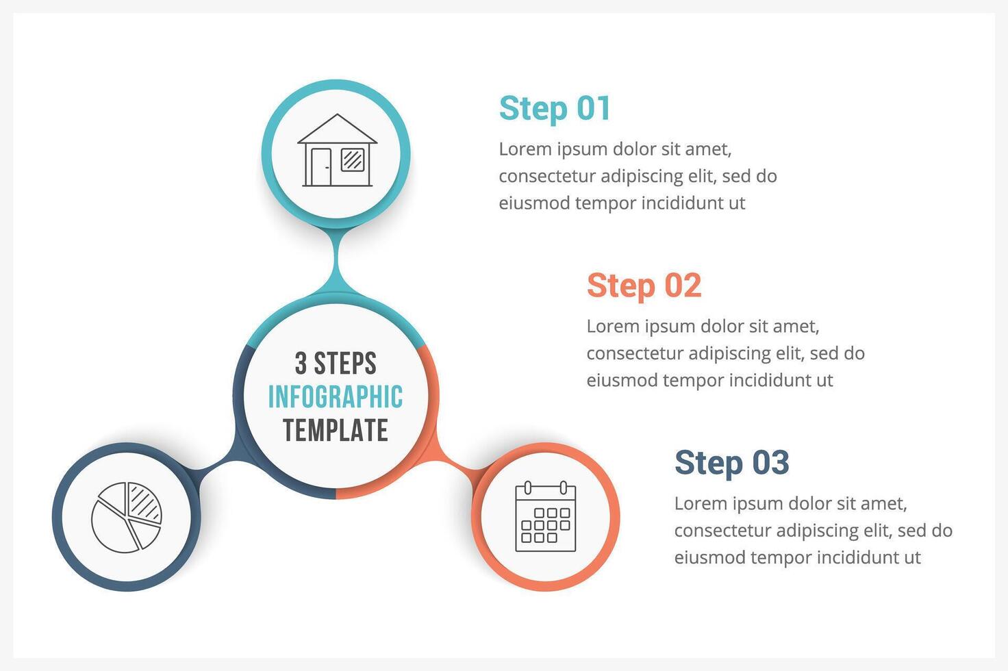 Circle infographics template with three elements vector