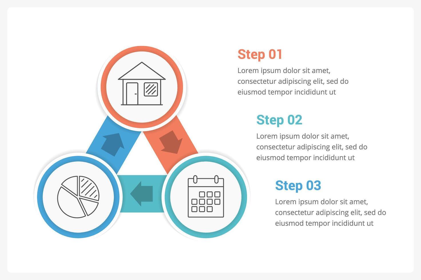 Circle infographics template with three parts vector