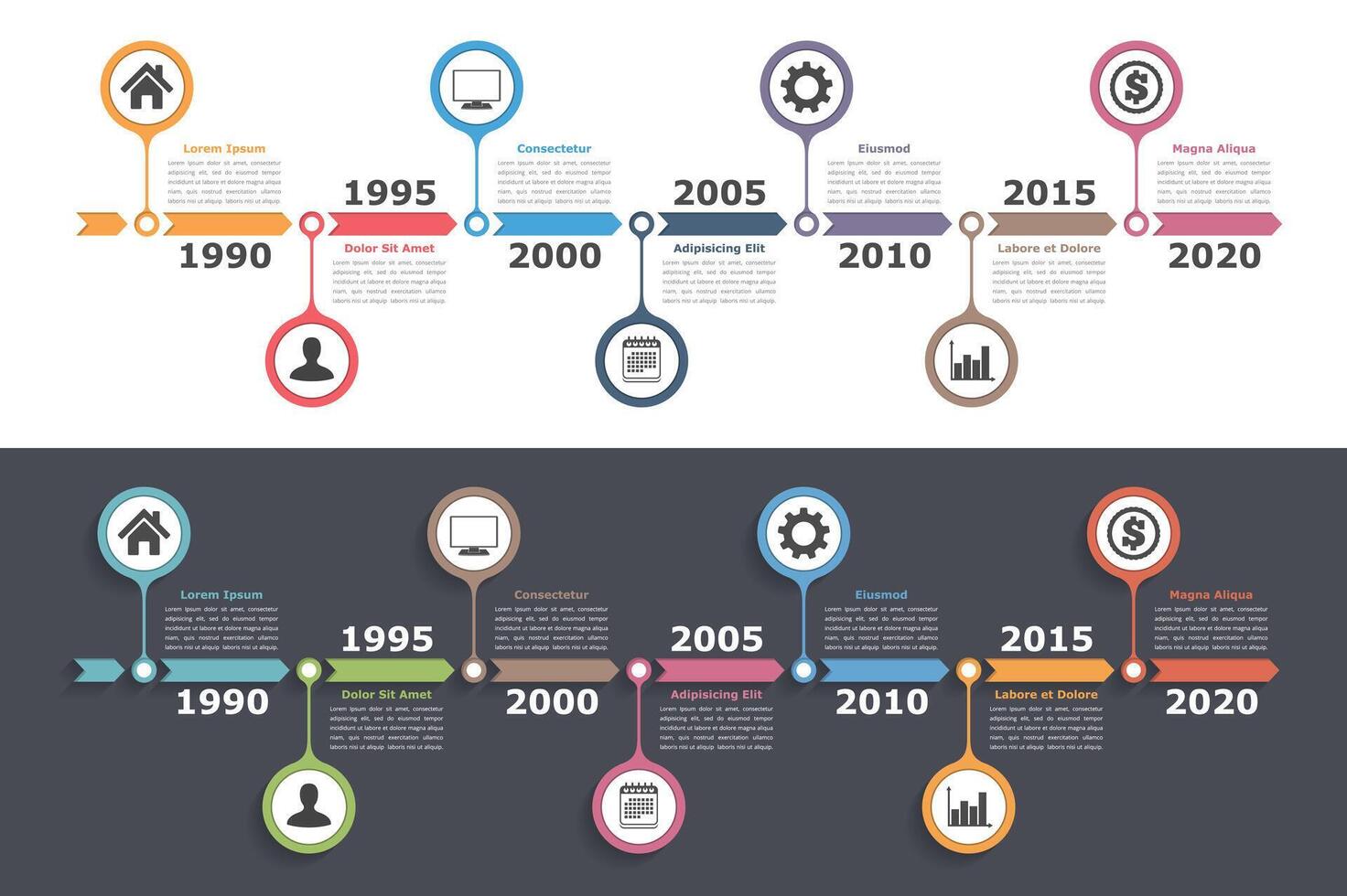 Timeline infographics templates vector