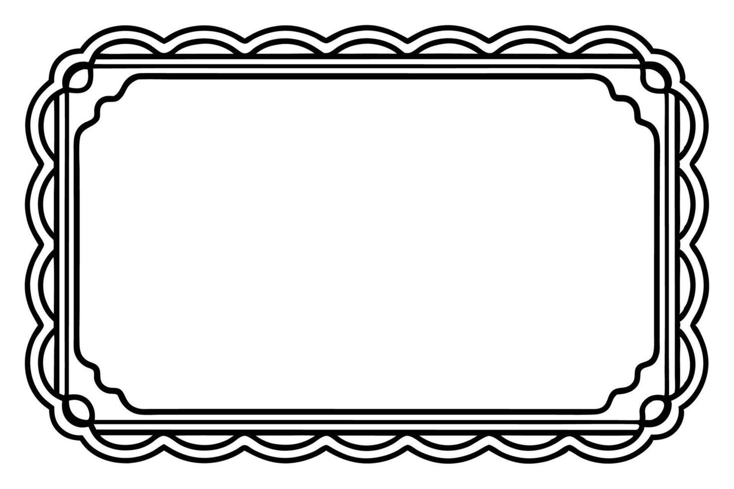 a black and white drawing of frame with a border vector