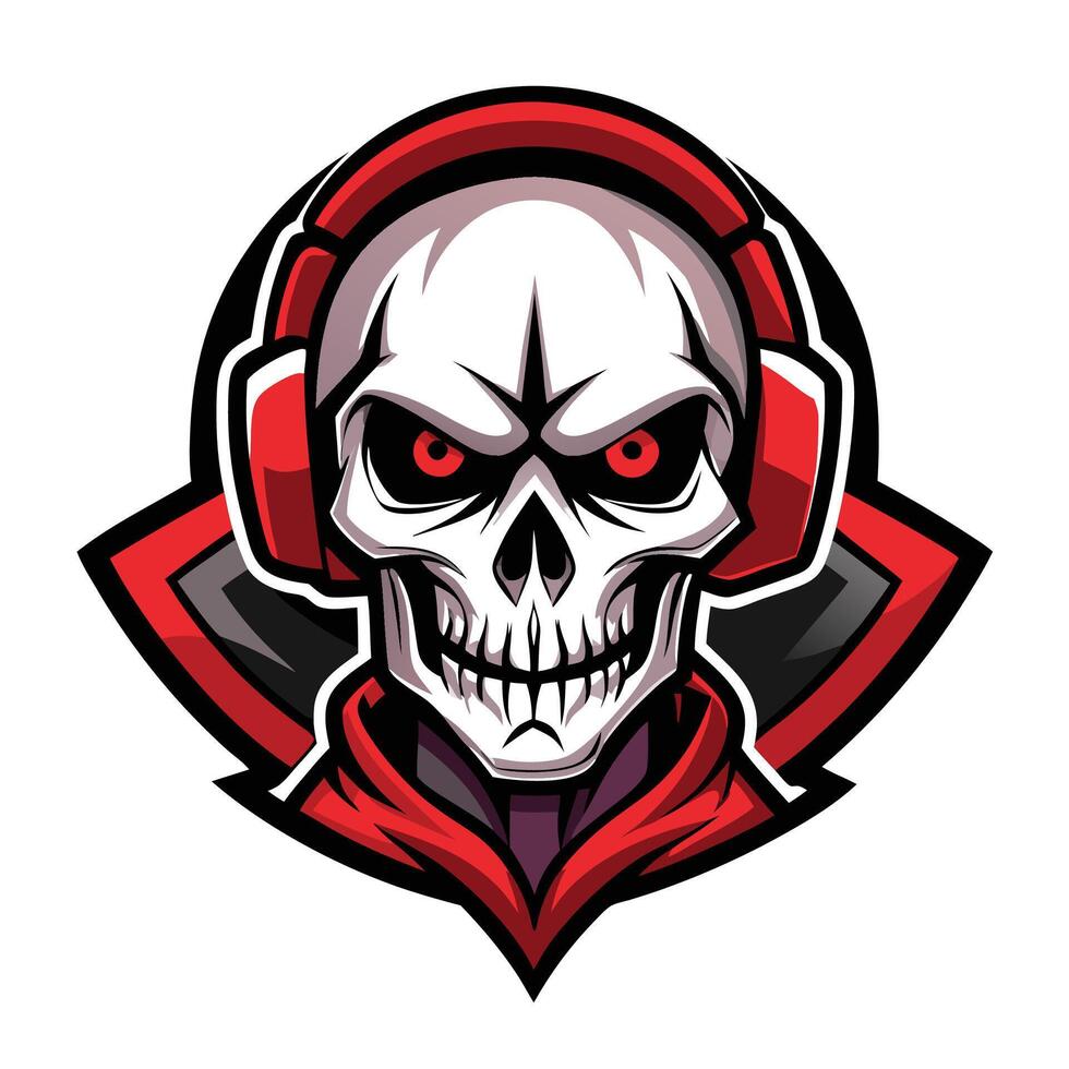 designs skull with headphones on his head vector