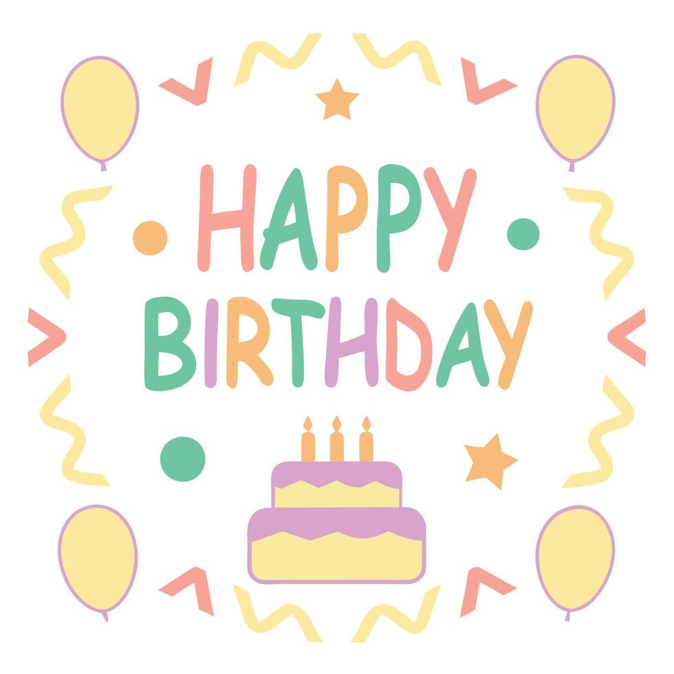 happy birthday with and balloons vector