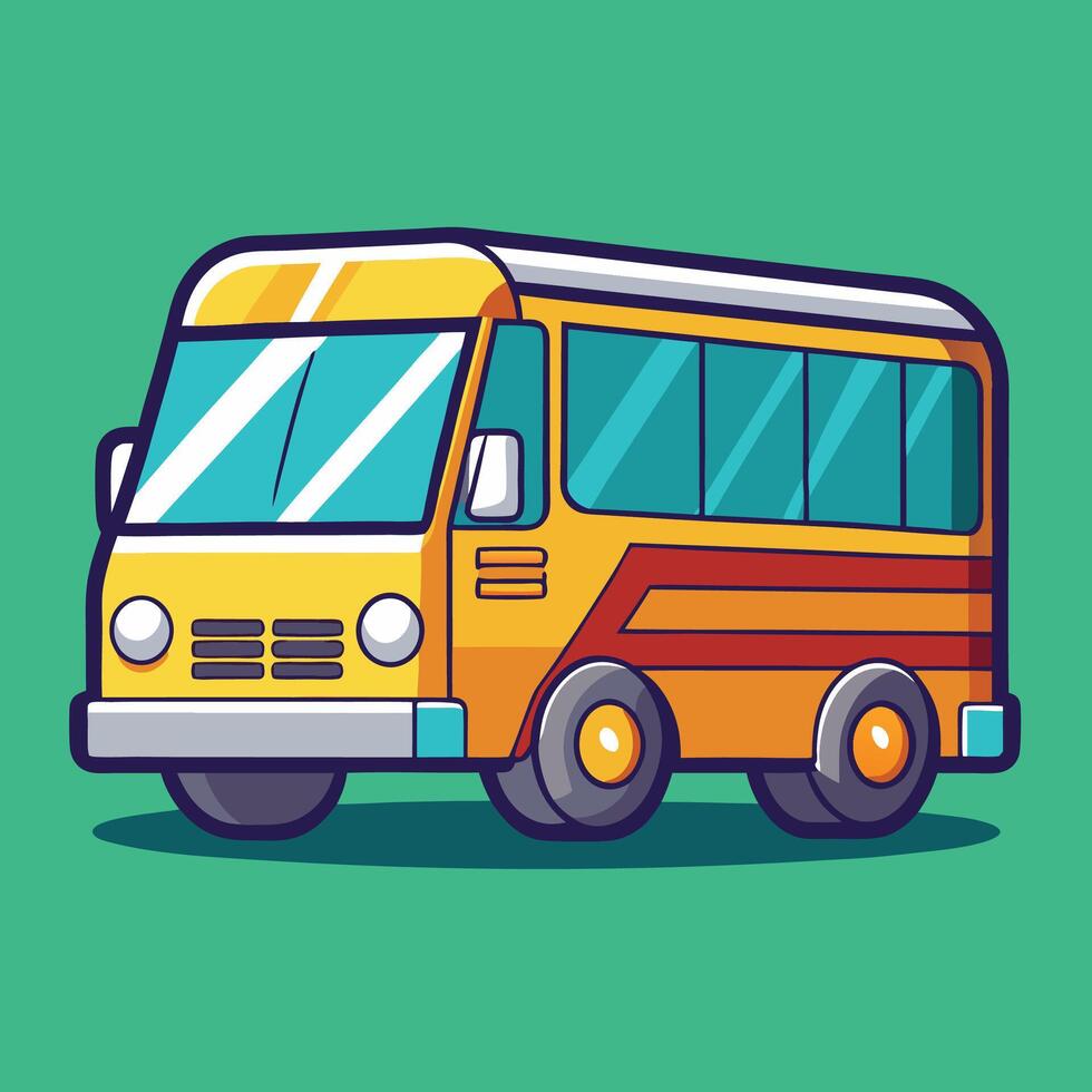 cartoon bus on a green background vector