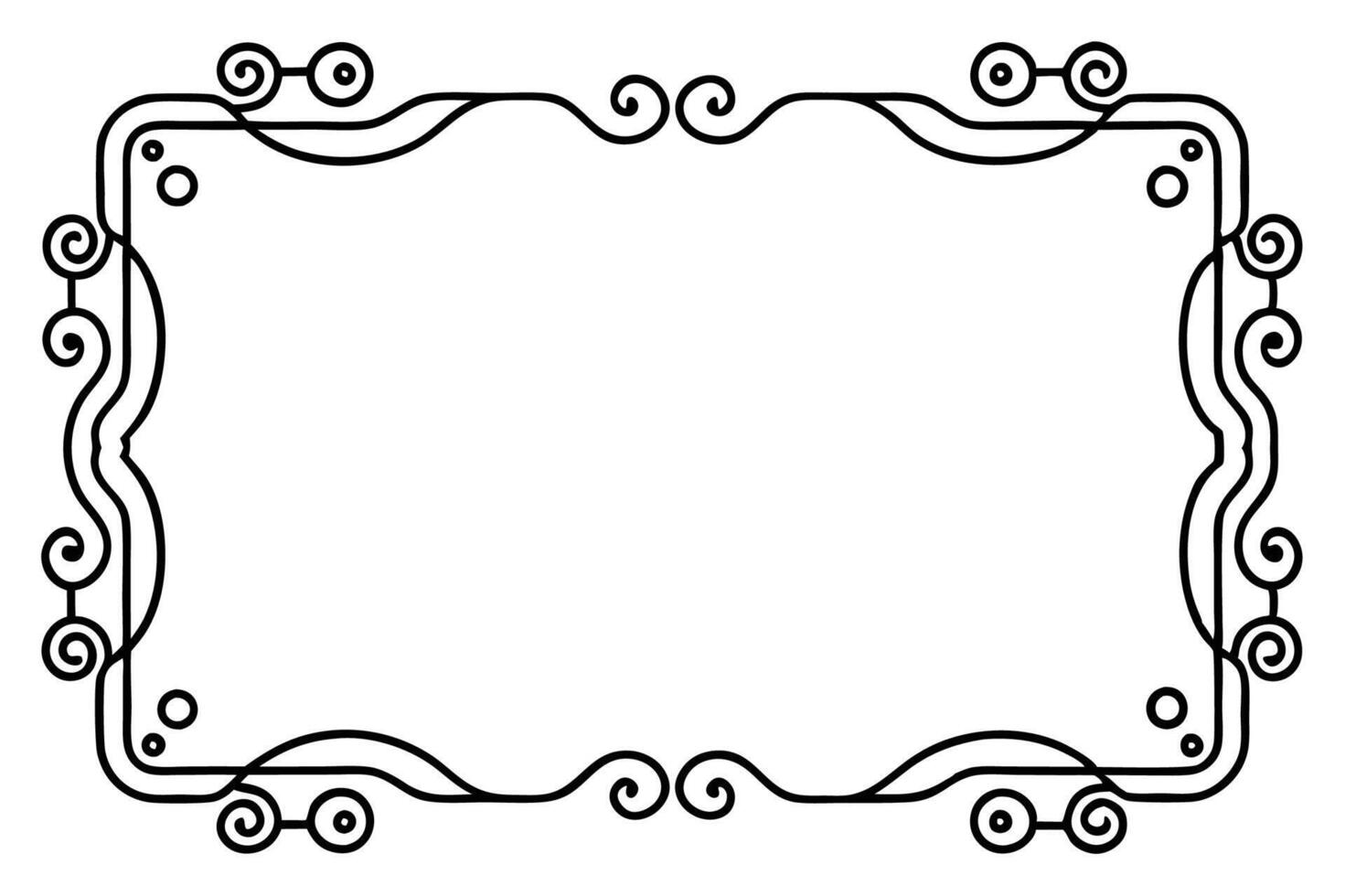 designs a black and white drawing of a frame with swirls vector
