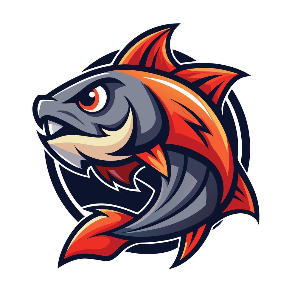a cartoon fish with a big mouth and angry eyes vector