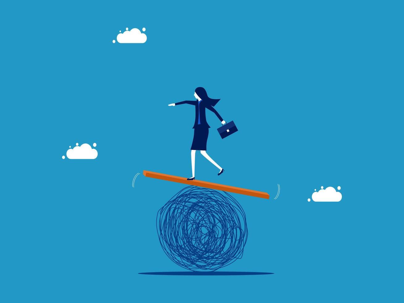 businesswoman walking on a balance beam with a briefcase vector