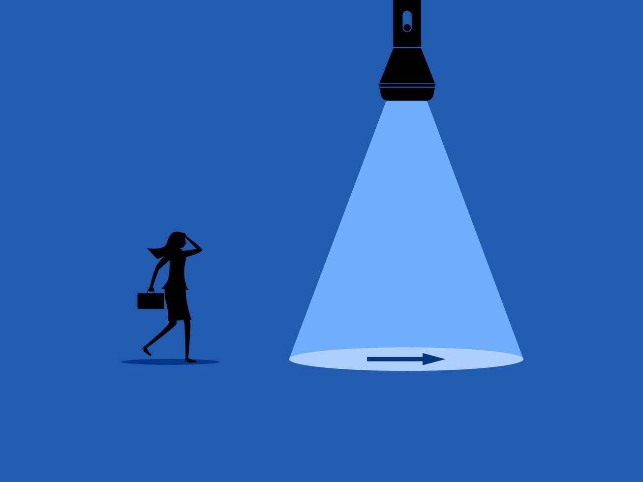 Visionary leader, help lead the way. Businesswoman follow the guiding light vector