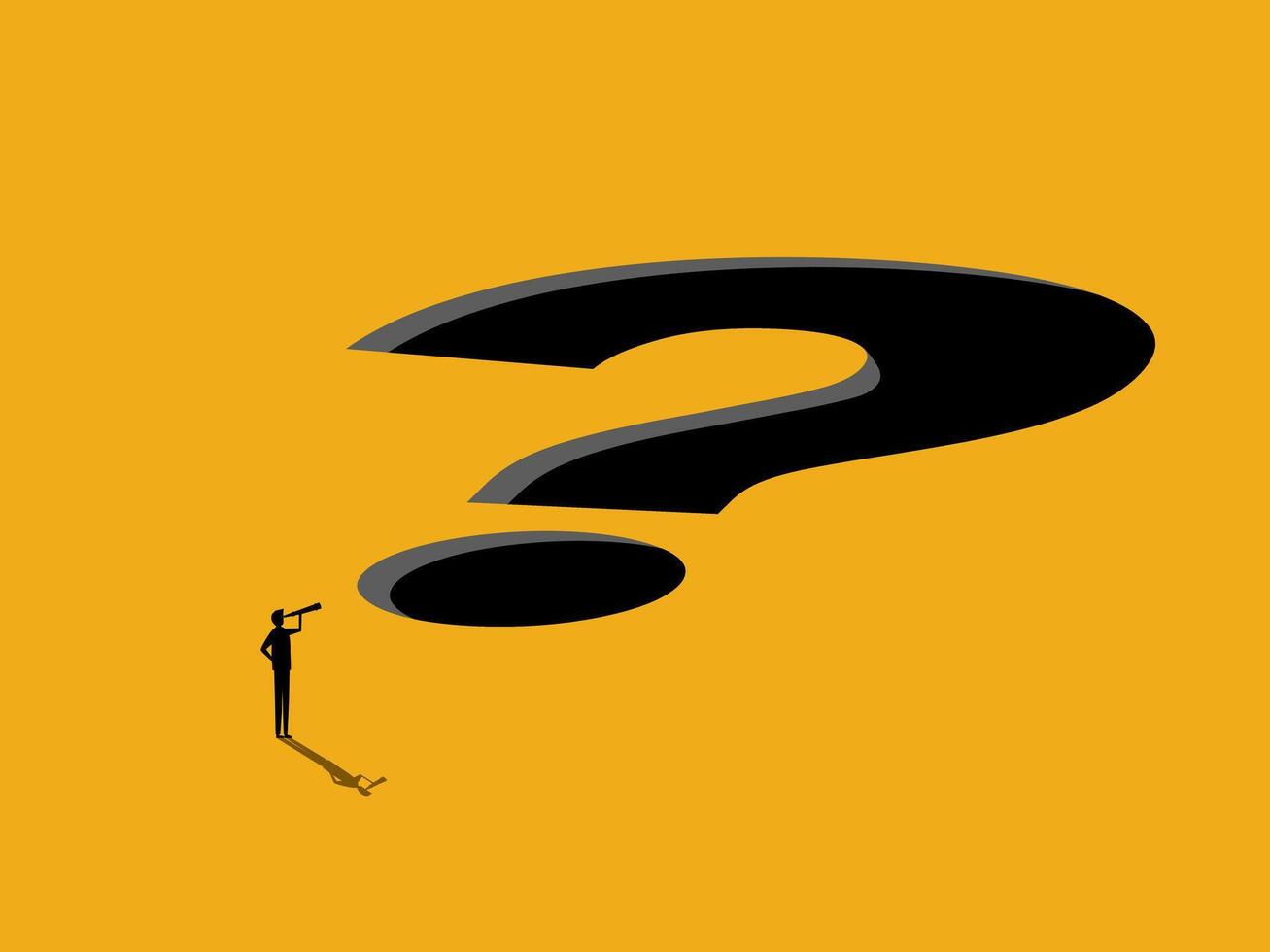 Encountered a crisis. Businessman with a black hole question mark vector