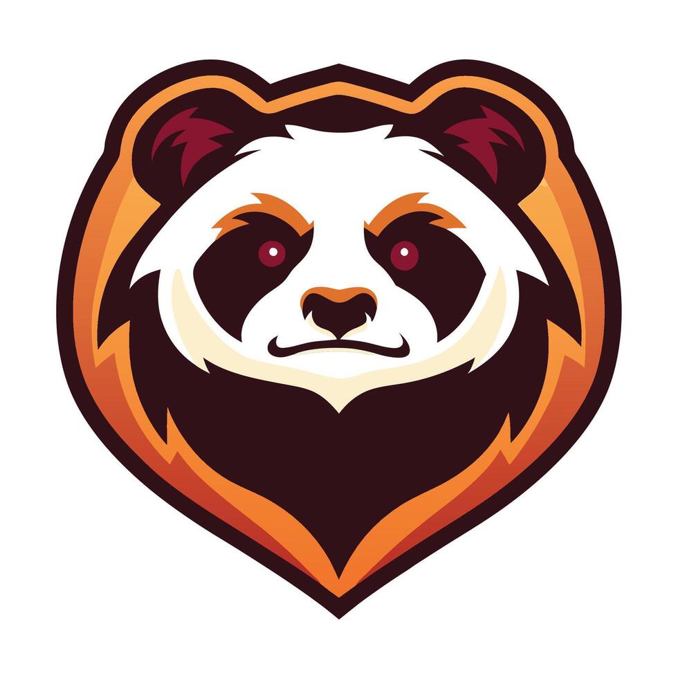 a panda bear head with a red eye vector