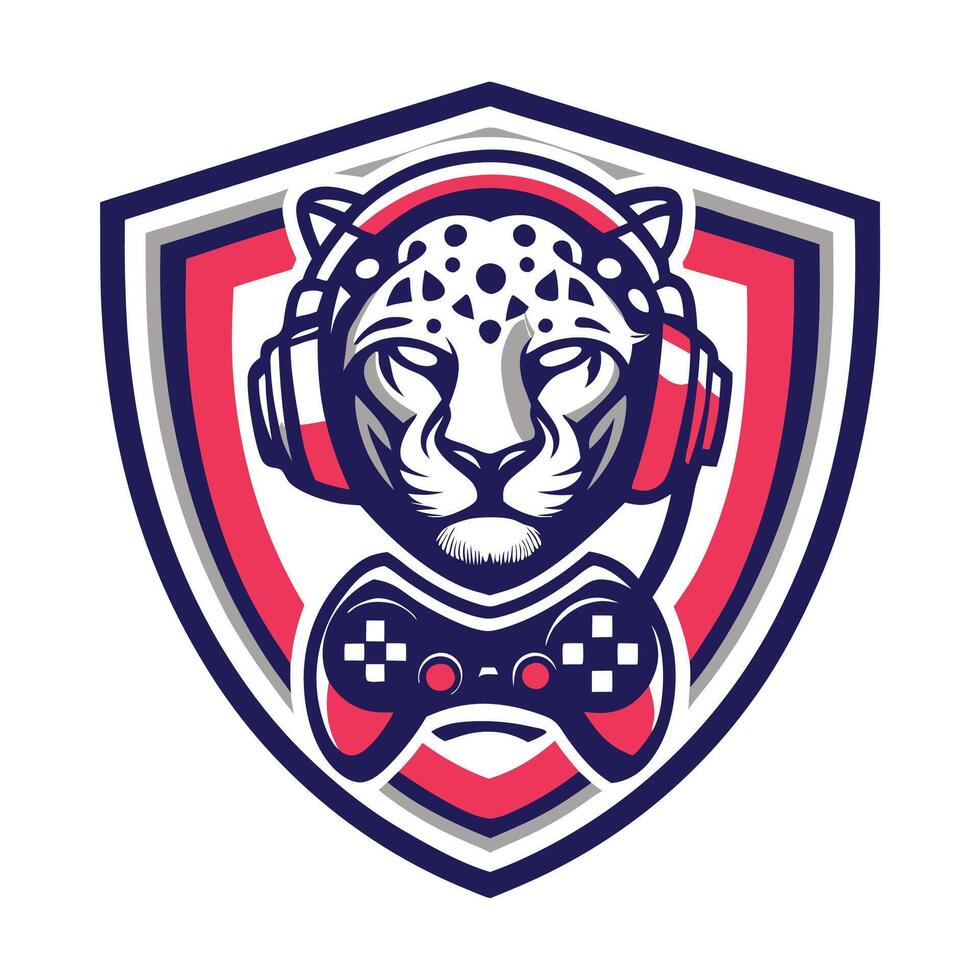 a leopard wearing headphones and playing a game vector