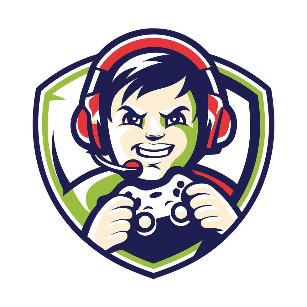 a cartoon character with headphones and a controller design art vector