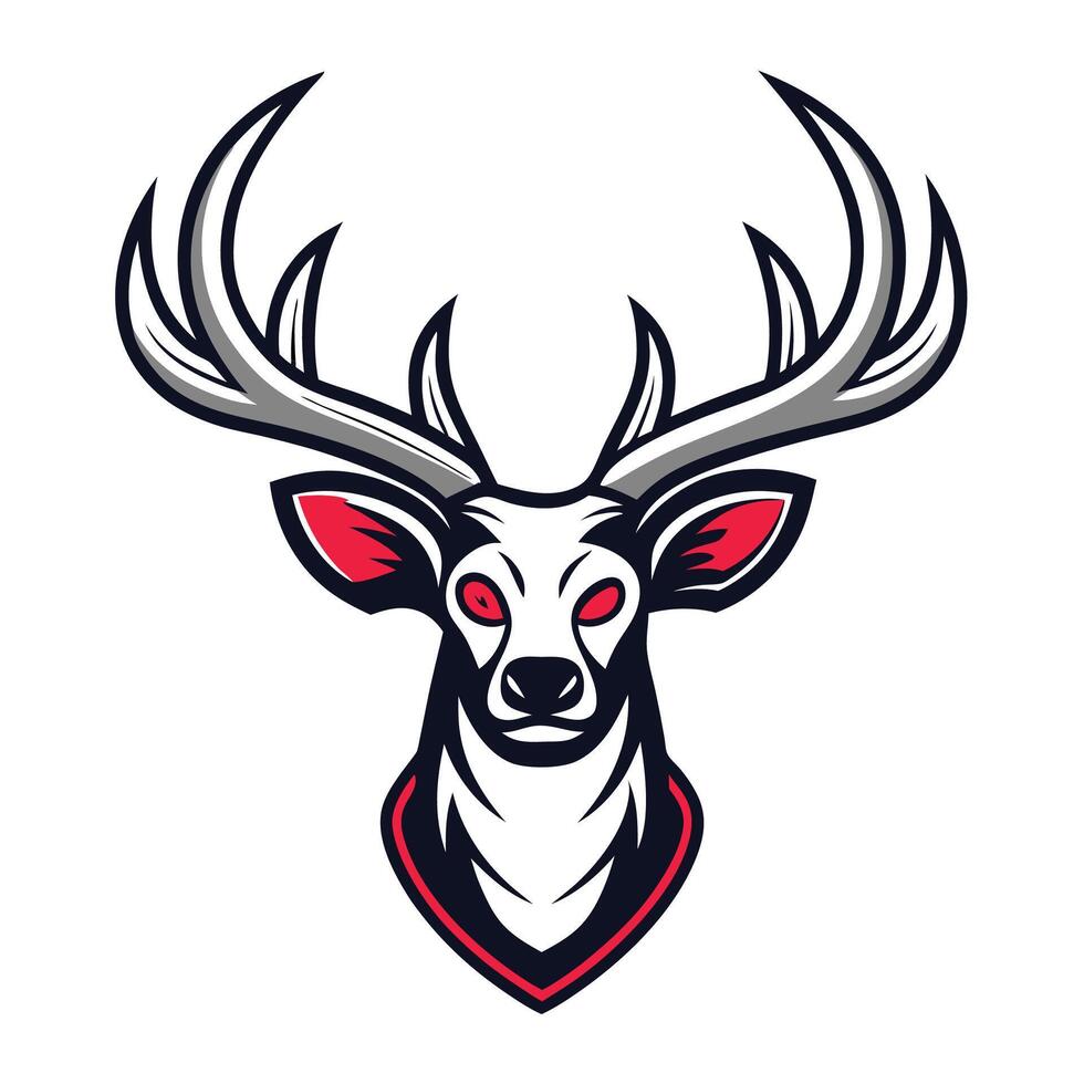 the head of a deer with horns and red eyes vector