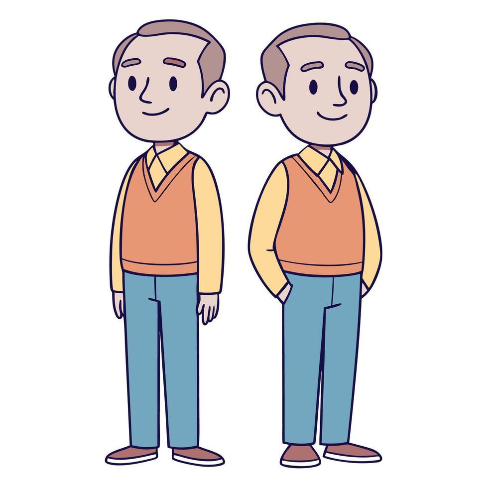 two cartoon men in vests and pants vector