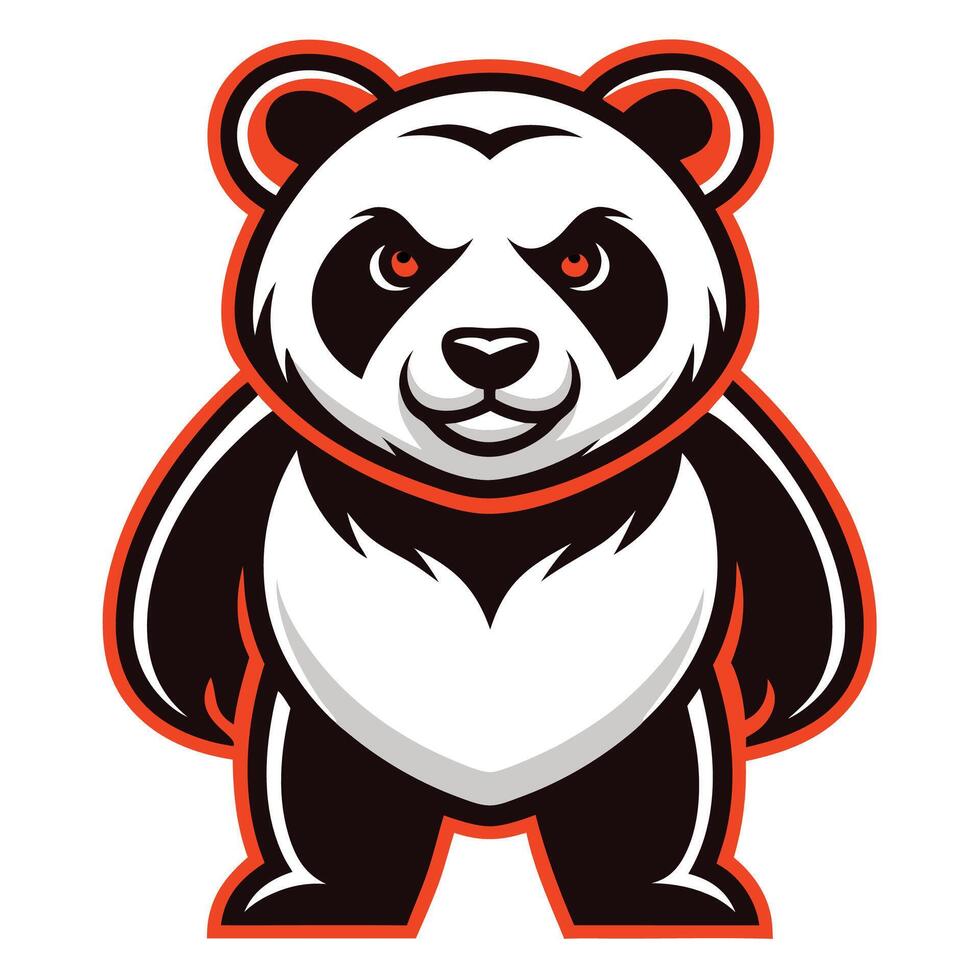 a panda bear mascot with a red and black background vector