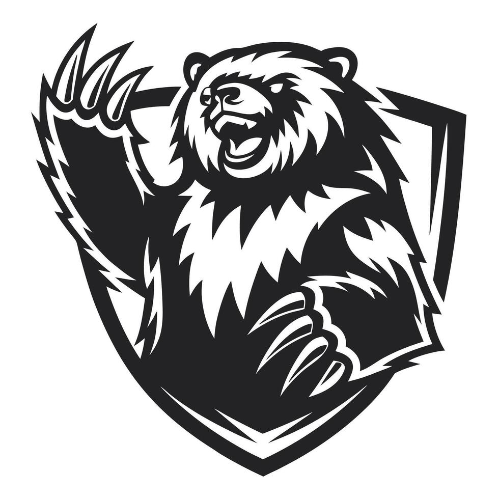 bear logo, illustration of a bear with claws raised up in the air vector