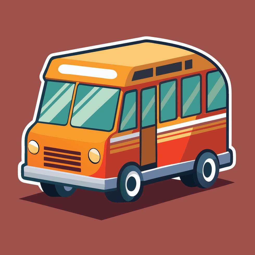 a cartoon bus on a brown background vector