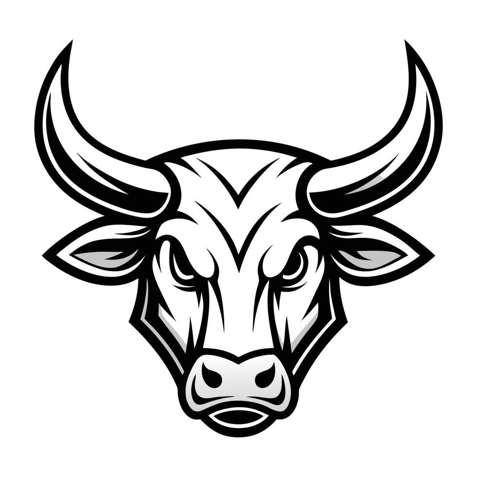 a bull head with horns on a white background vector