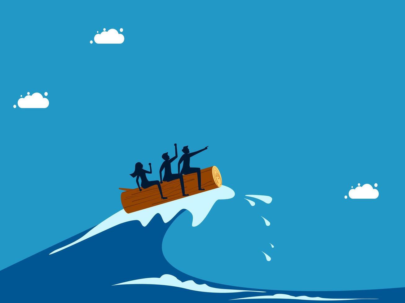 people riding on a boat in the ocean wave vector