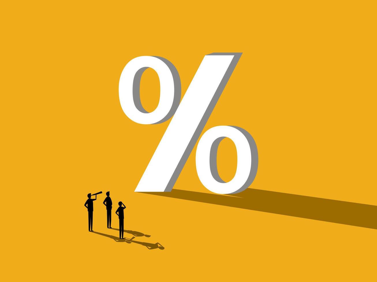 Investment return in percentage. team Businessman with big percentage vector
