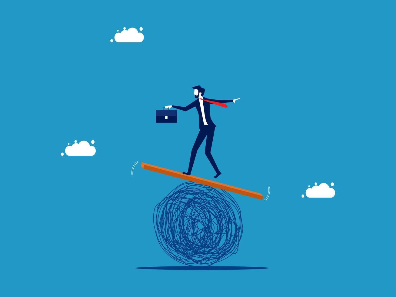 businessman balancing on a ball with a briefcase vector