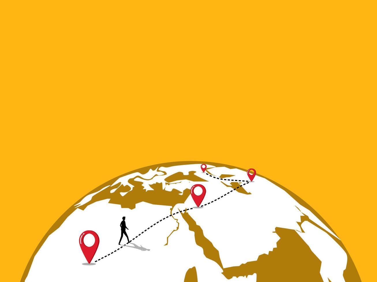 man on World map pin. Missions and objectives vector