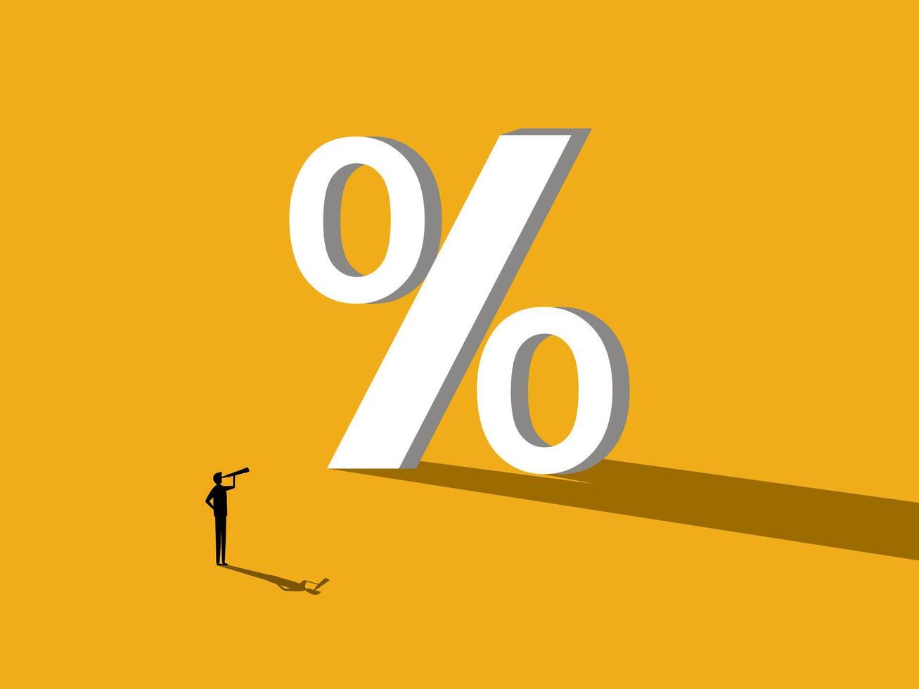 Income, return. Businessman with big percentage vector