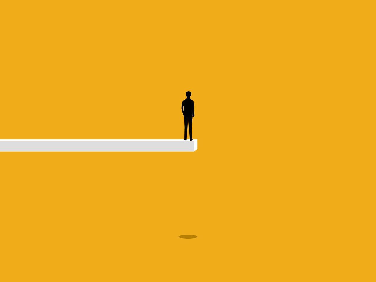 Achieve Goals, Risk. Confident man Standing at the End of the Board vector