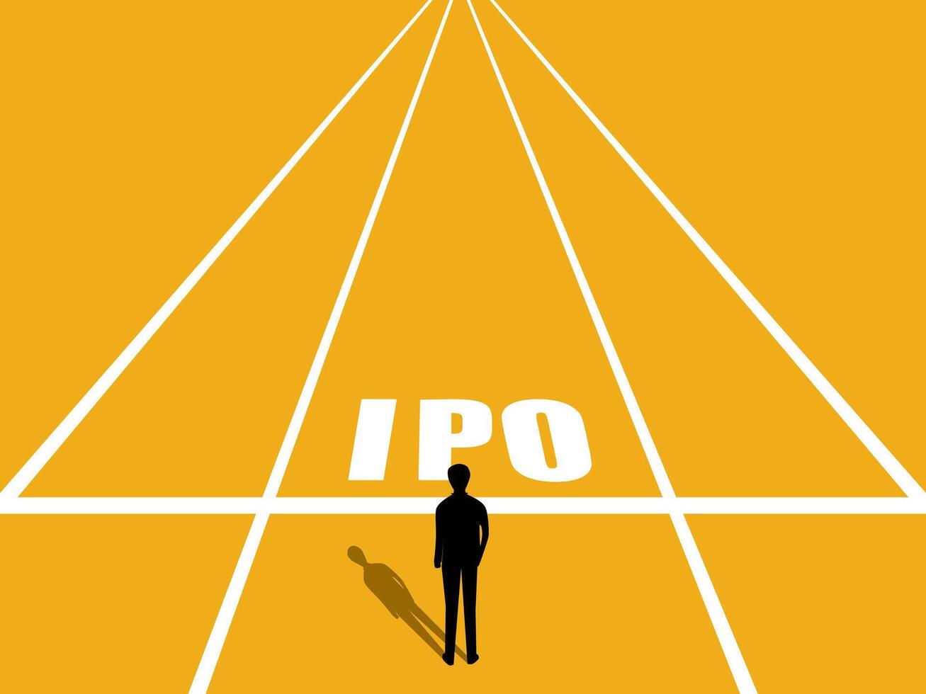 IPO, Initial Public Offering. Businessmen on the path to take their companies public vector