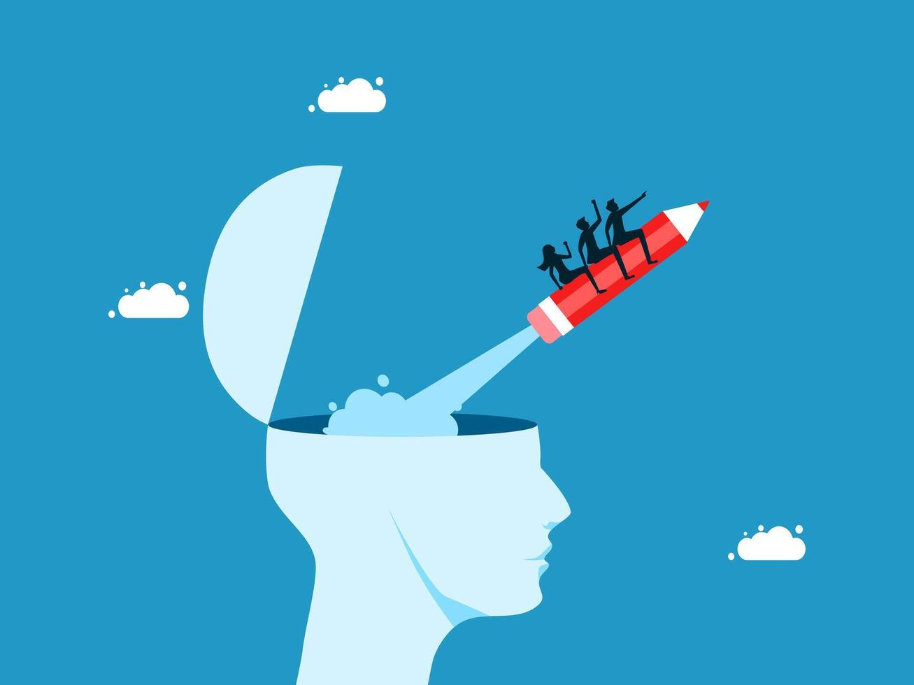 team is holding a pencil in the head of a person vector