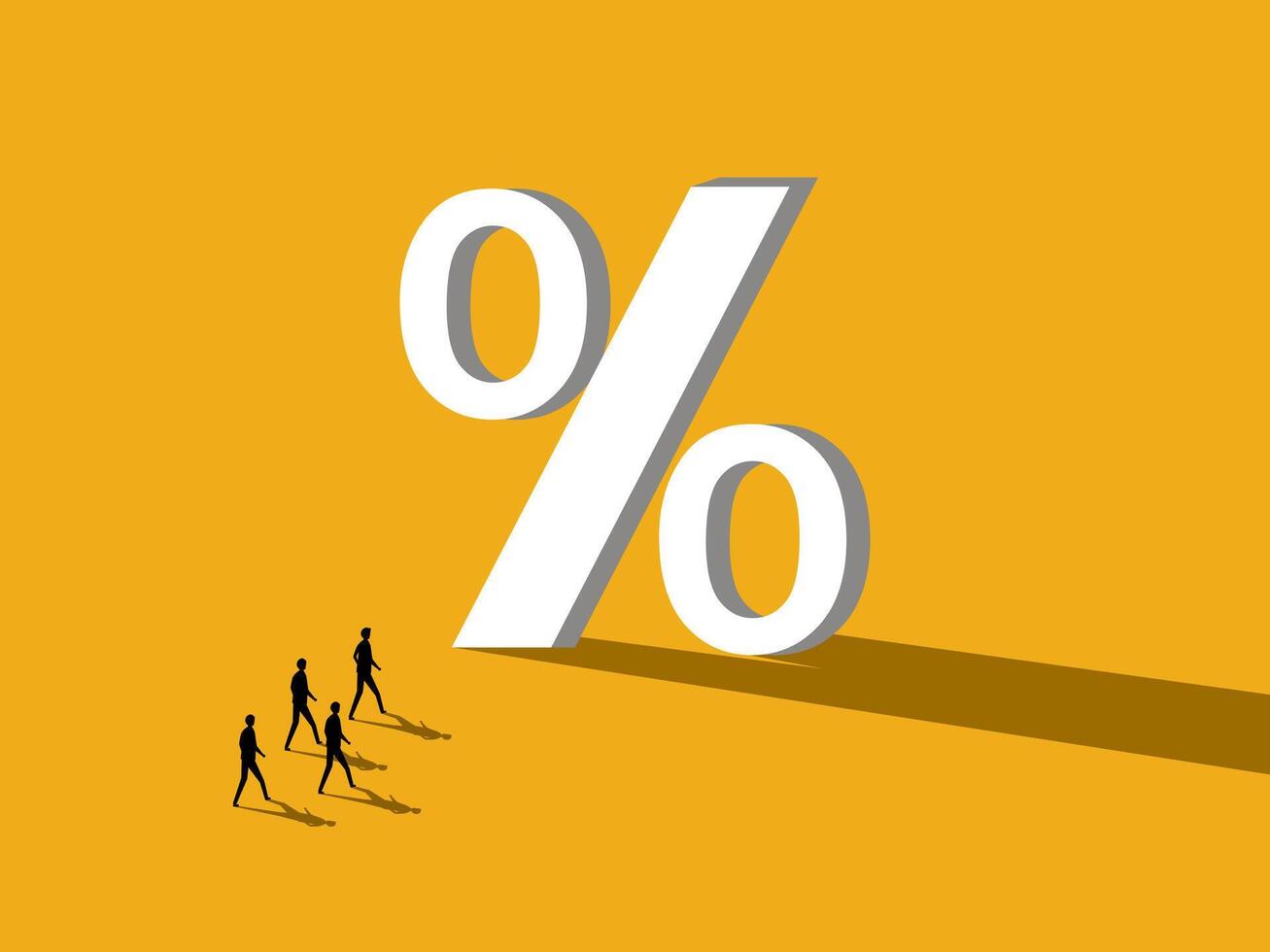 Interest rate percentage. team Businessman with big percentage vector