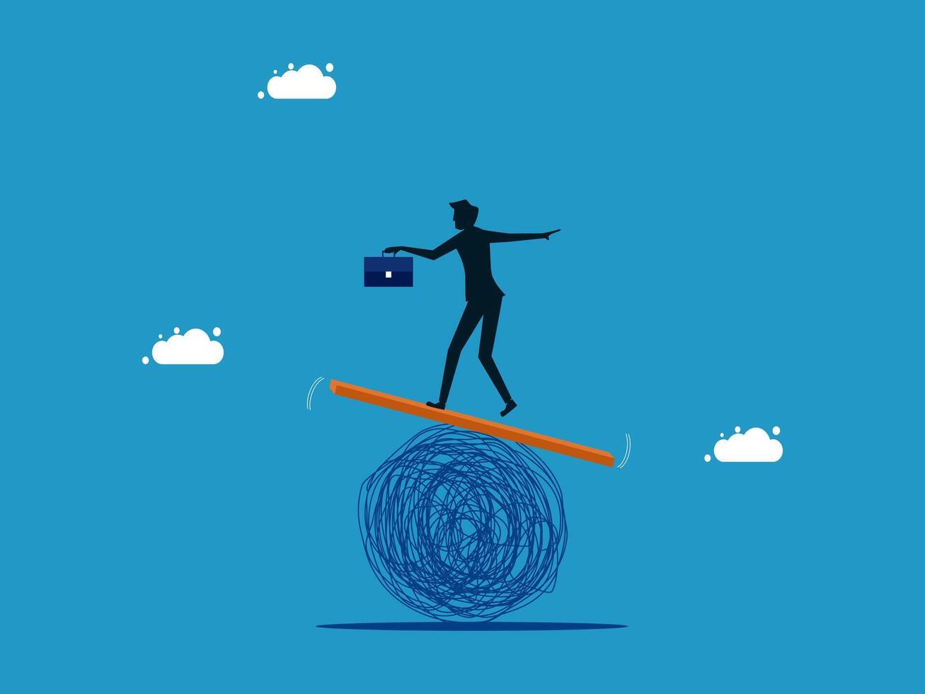 businessman walking on a balance beam with a briefcase vector