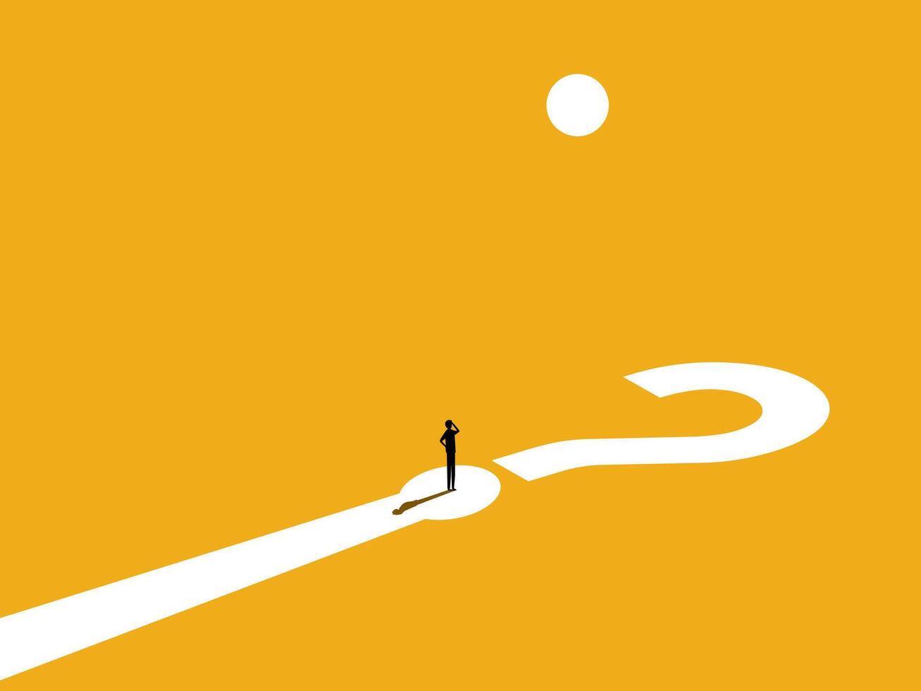 Decision making. Businessman on the road of problems vector