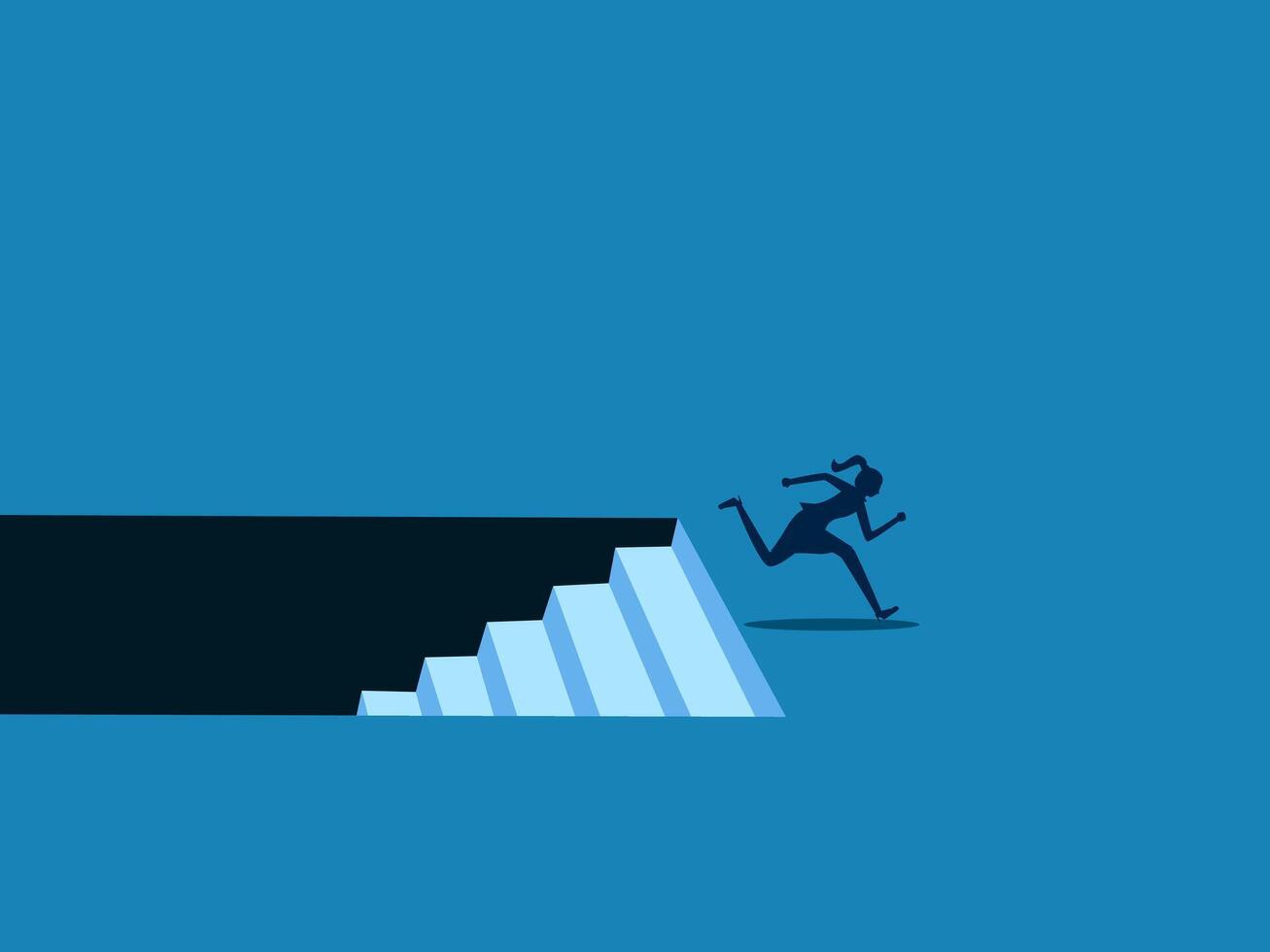 Out of business crisis, out of burnout. Businesswoman comes out of the basement vector