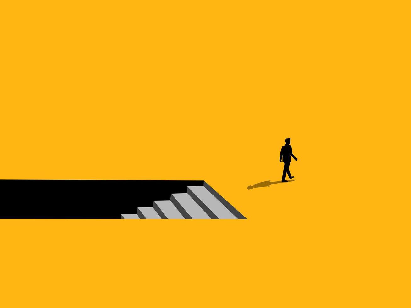 Out of business crisis, out of depression. man comes out of the basement vector