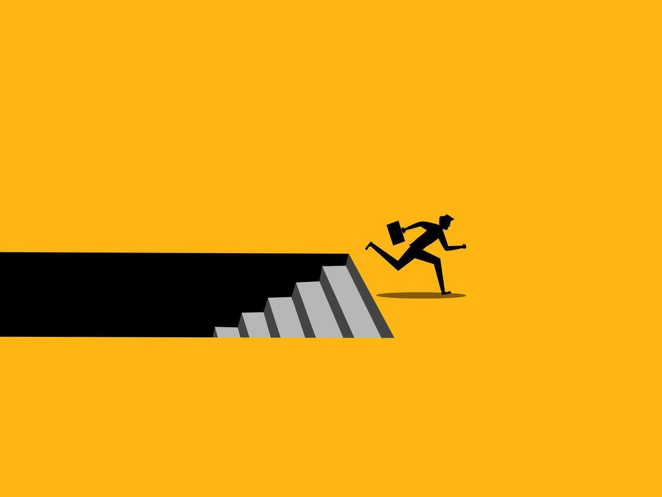 Out of business crisis, out of recession. Businessman comes out of the basement vector