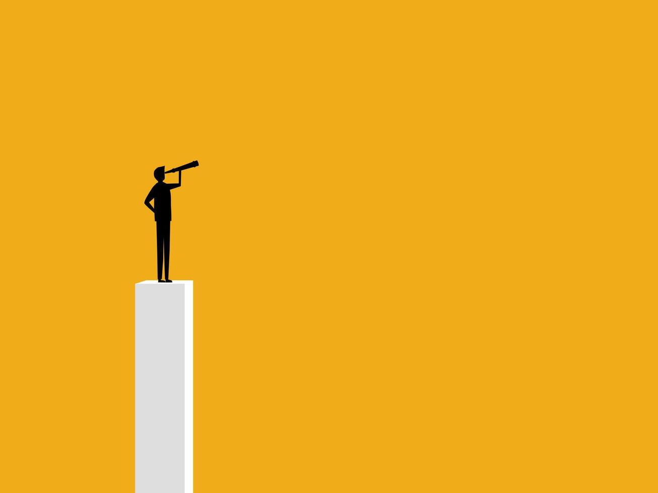 Leadership vision. Businessman standing with binoculars on top of poles. vector