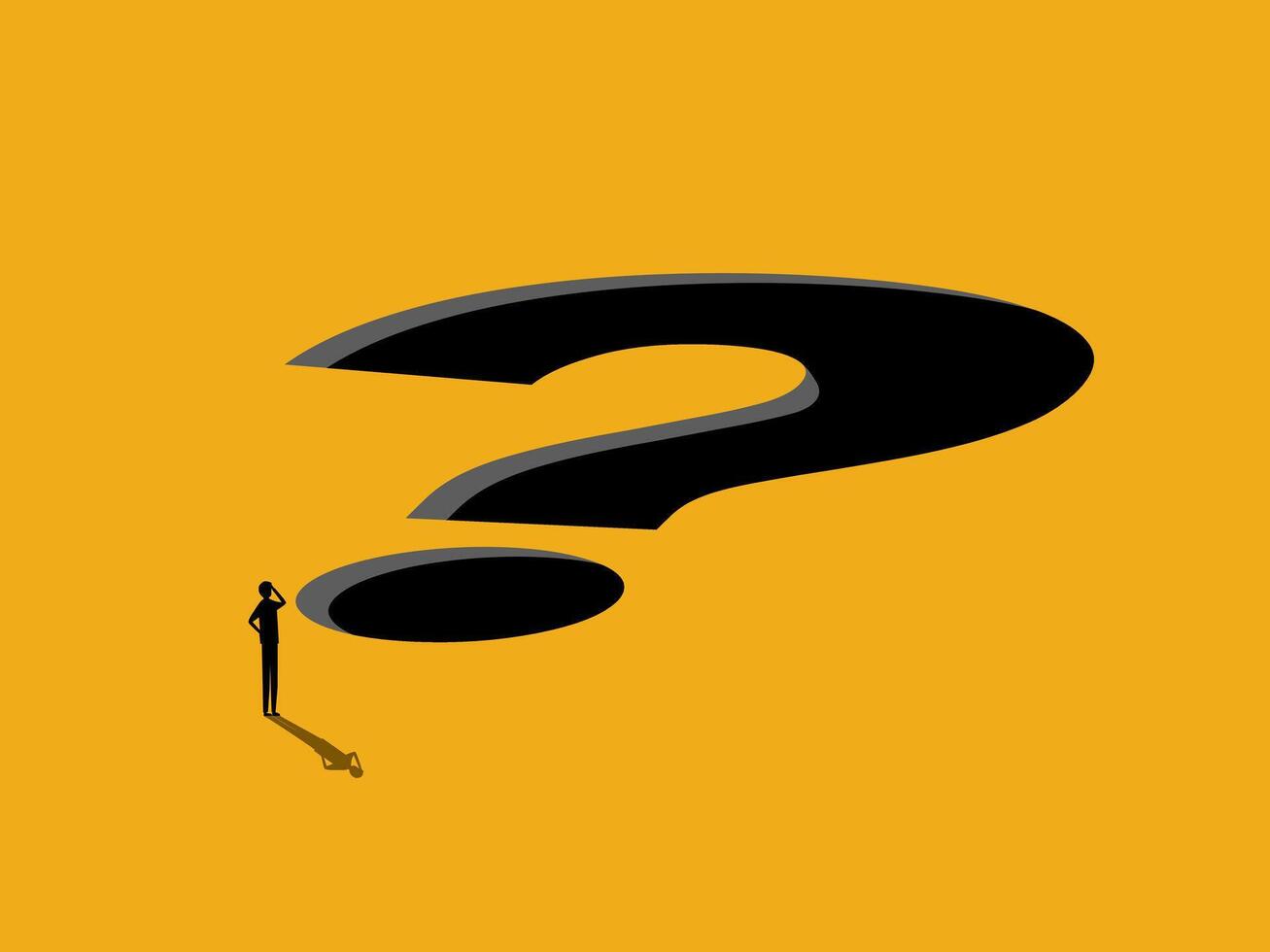 Big crisis. Businessman with a black hole question mark vector