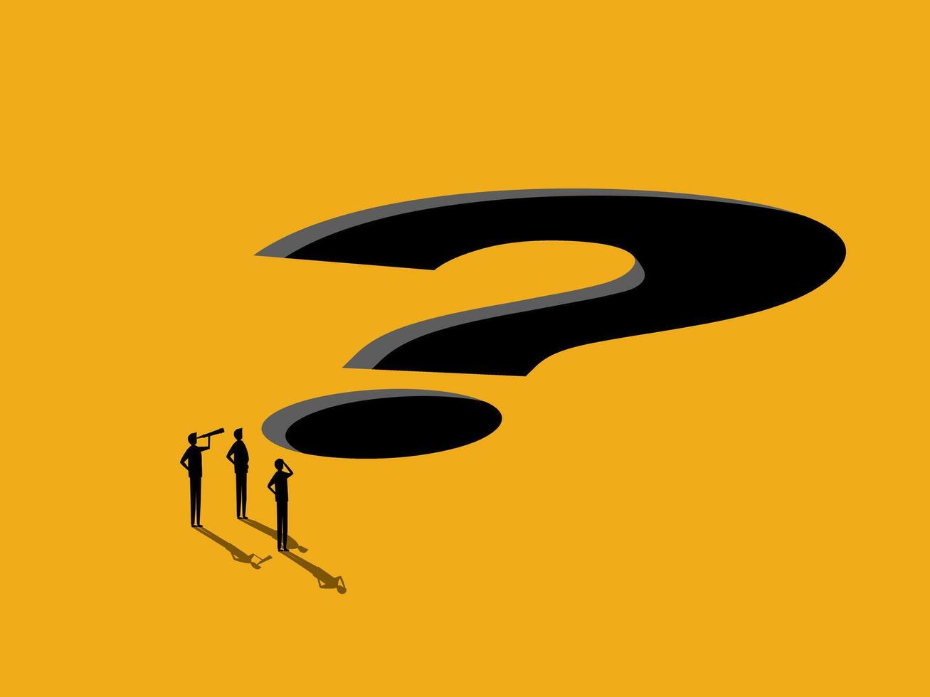 Encountered a big crisis. team Businessman with a black hole question mark vector