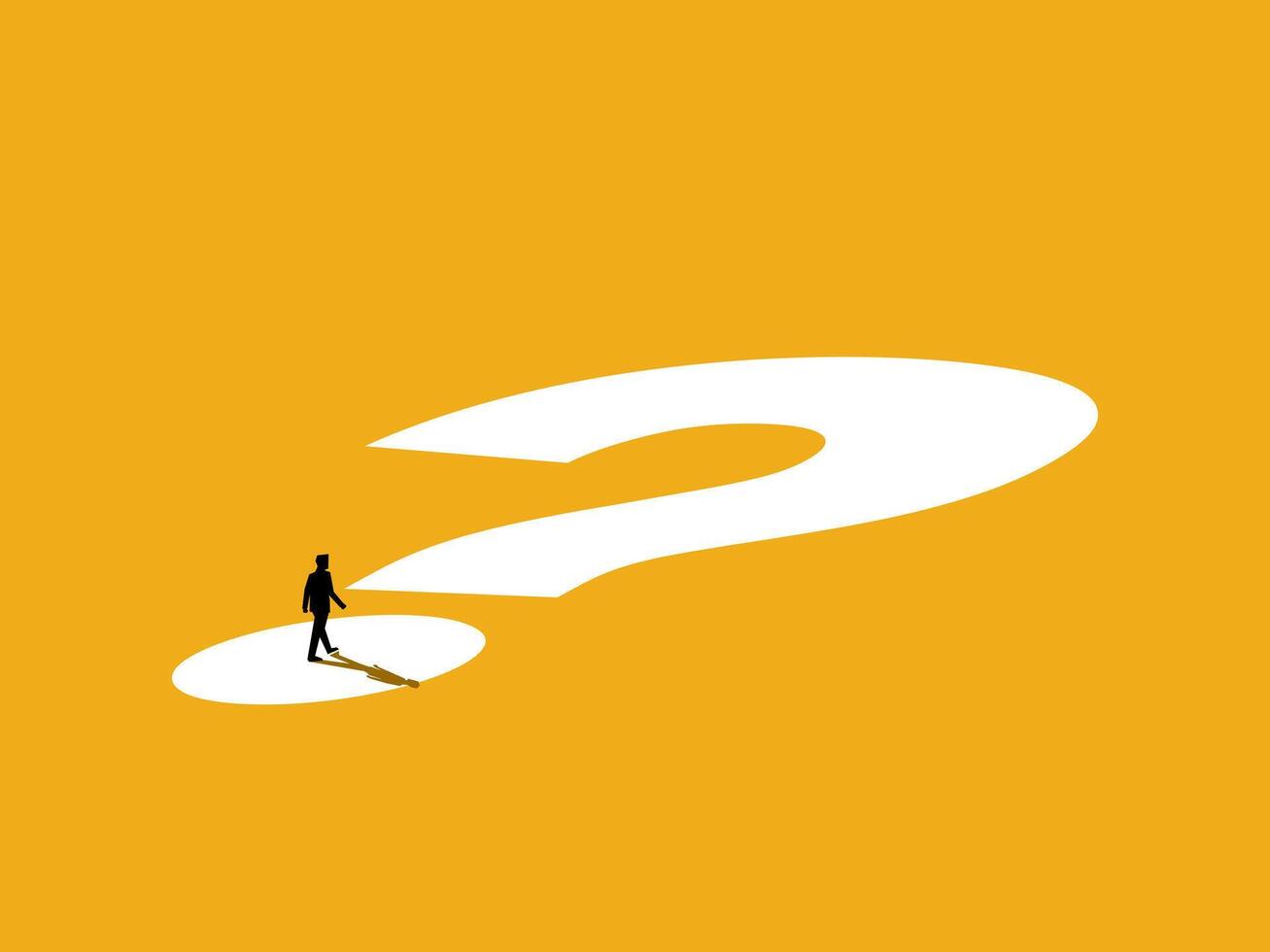 Problems and Uncertainty. Businessman walks on question mark vector