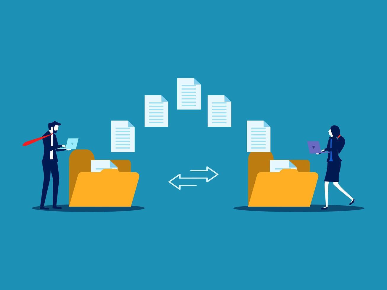 business people, Backup, Exchange files on folders, Send documents over the Internet vector