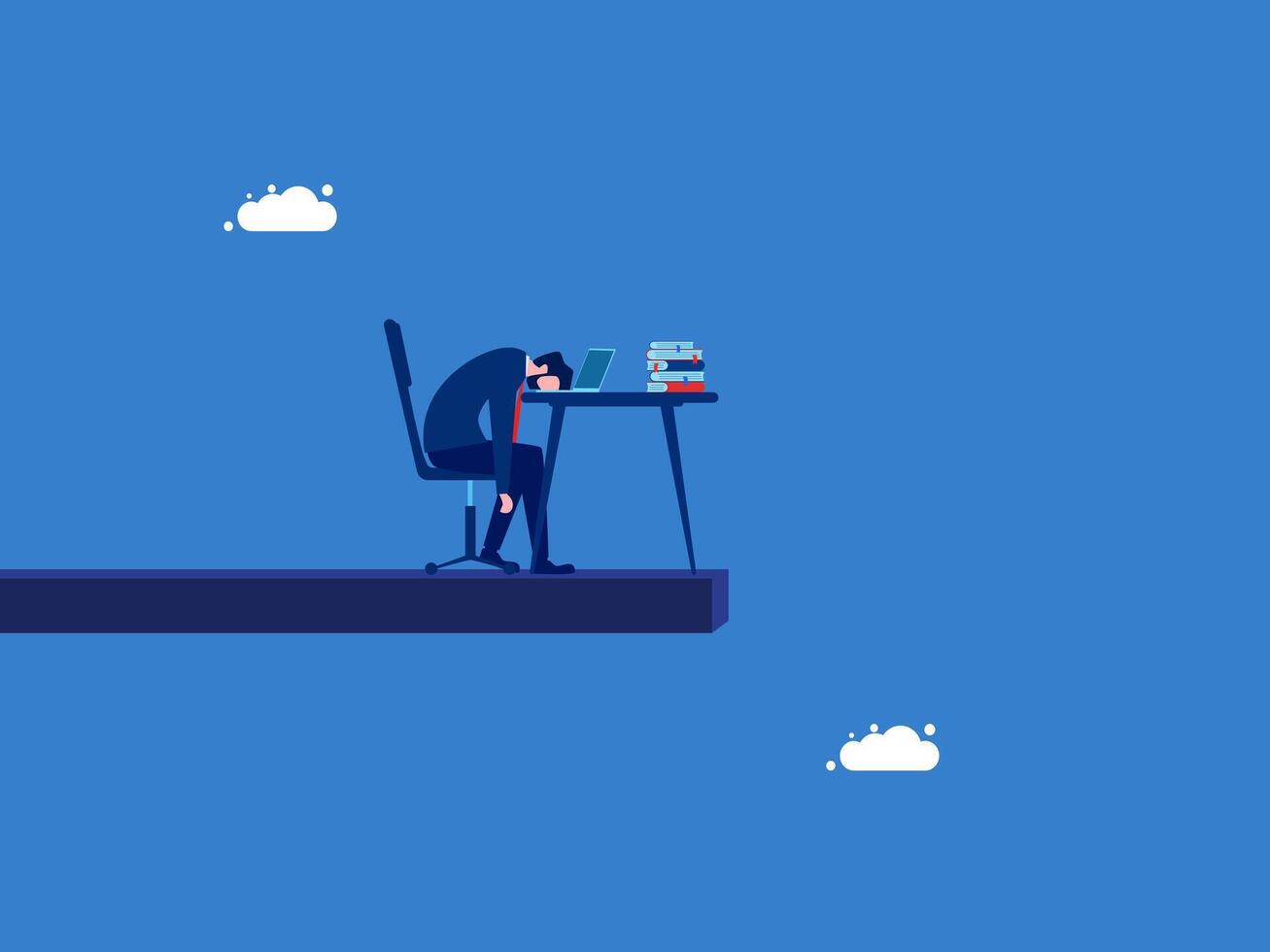 Stressed out of energy, Desperate, Sad. Businessman working hard on the Board vector