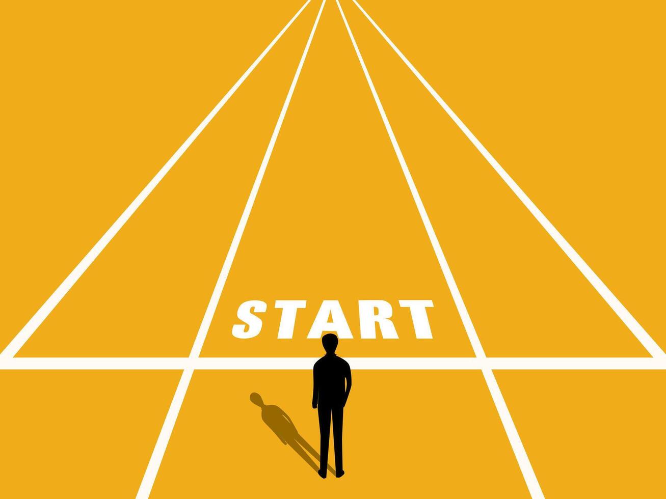Start a new journey and future vision concept. Businessman traveling on the big road vector