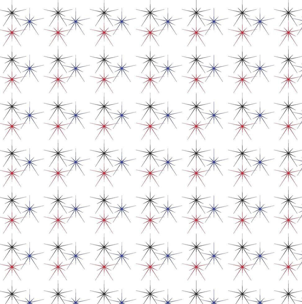 Red, black, and Blue Star Patterns on a White Background vector