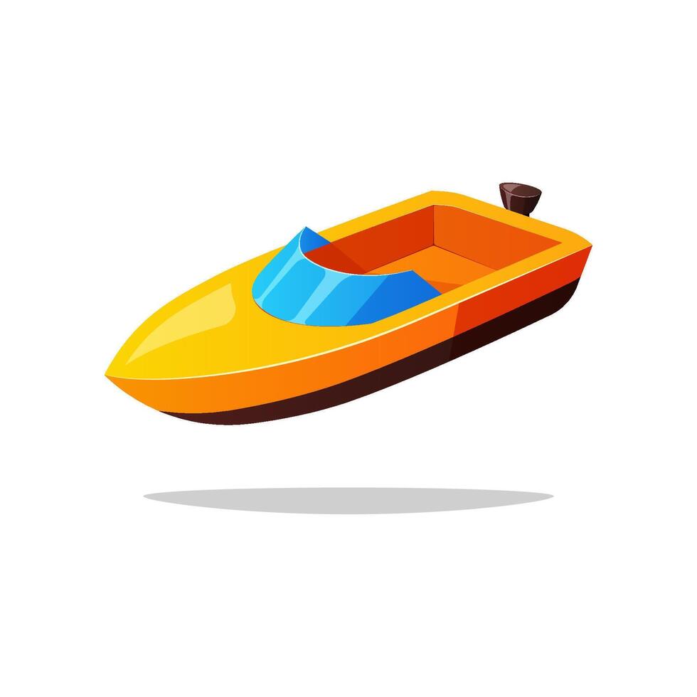 Yellow speedboat isolated on white background. vector
