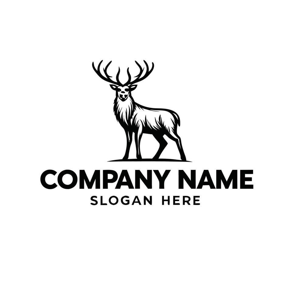 deer logo template, black and white vector