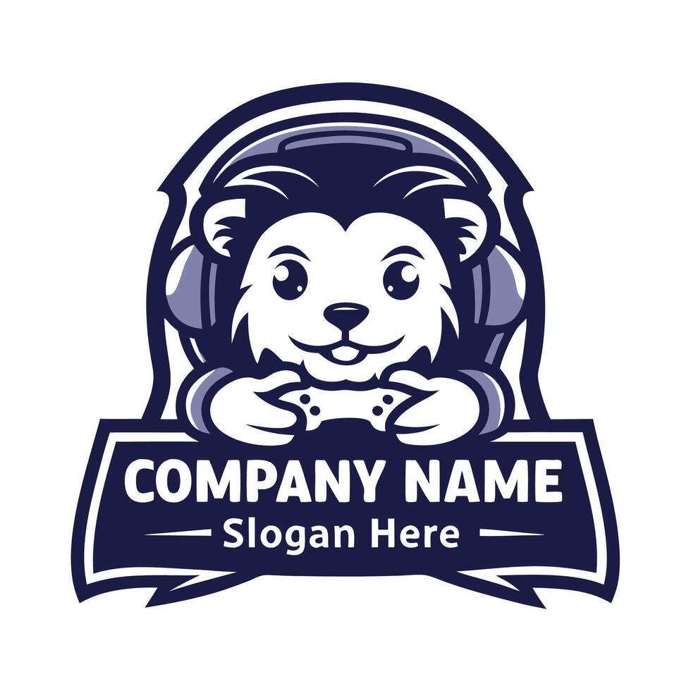 lion playing games design vector