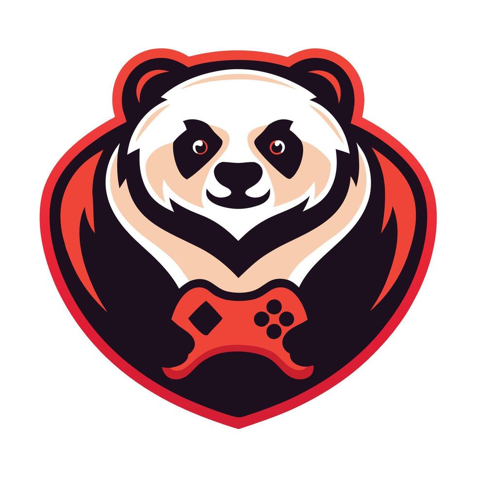 panda bear holding a controller in its mouth vector
