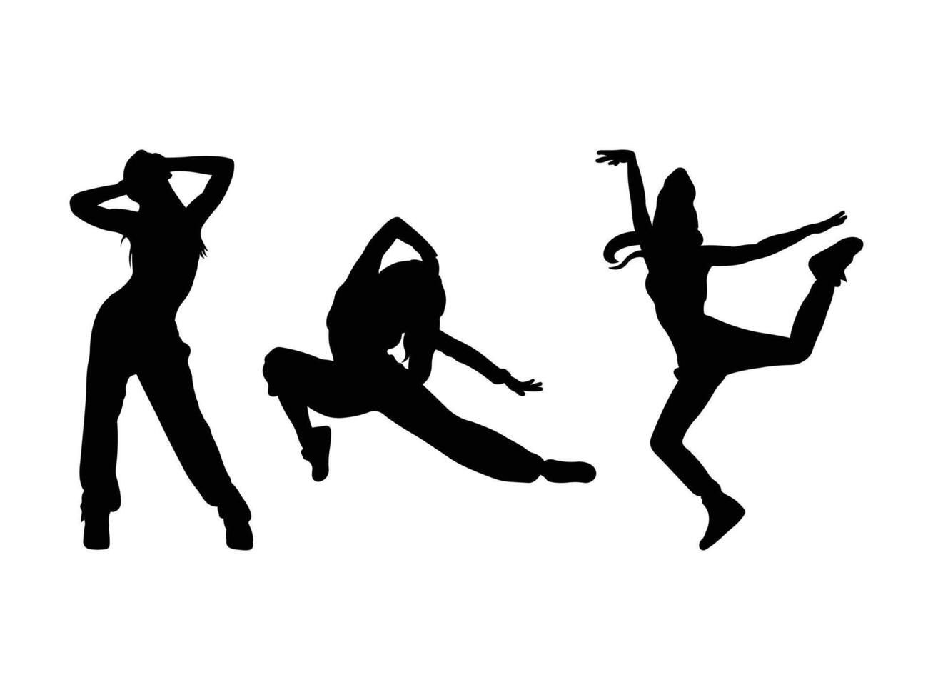 Dynamic Black Silhouette of Women Dancing vector