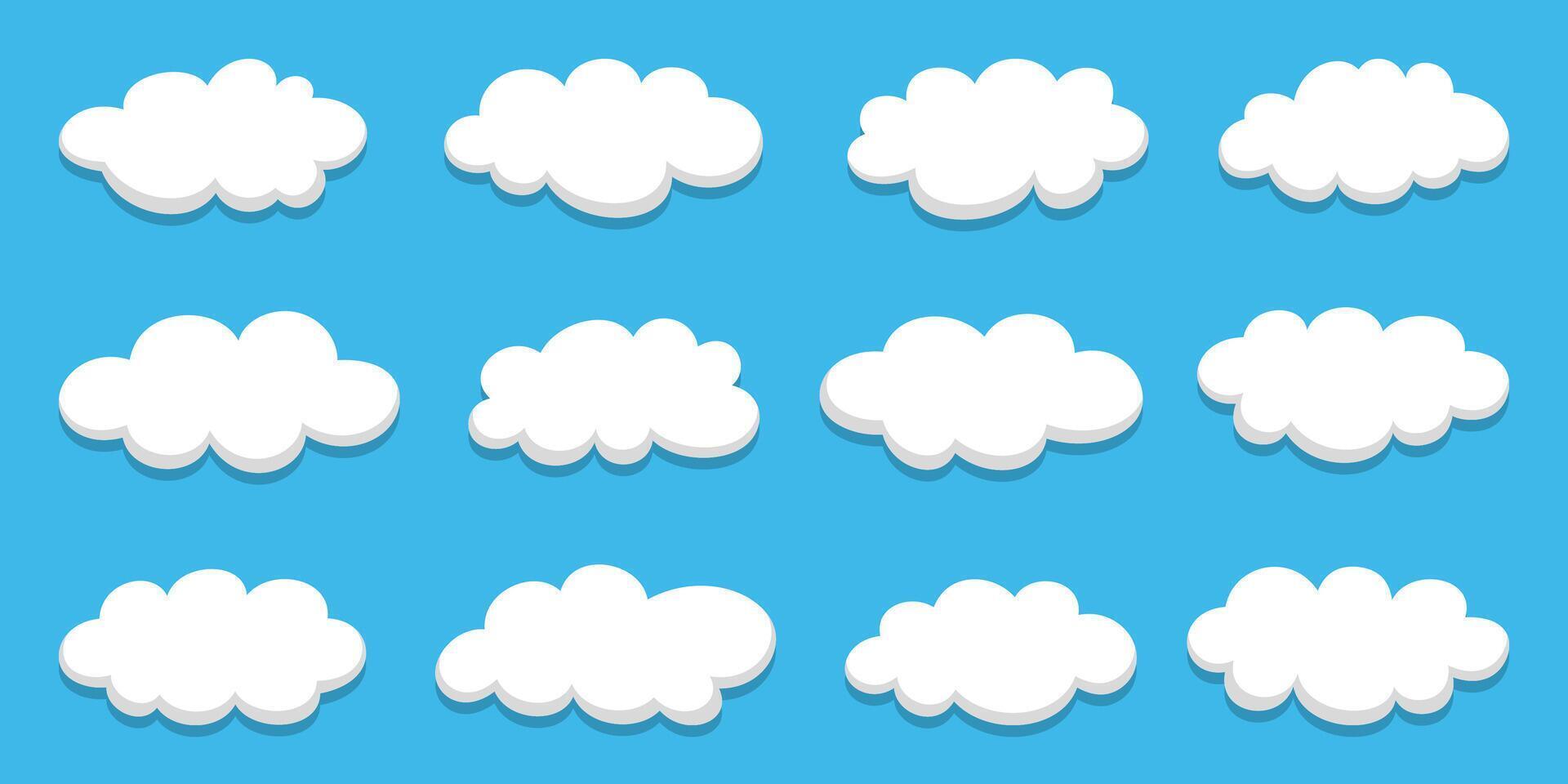 Cartoon clouds set on blue sky background vector